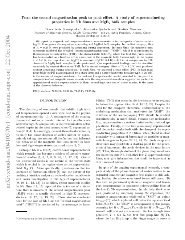 (PDF) From the second magnetization peak to peak effect. A study of ...