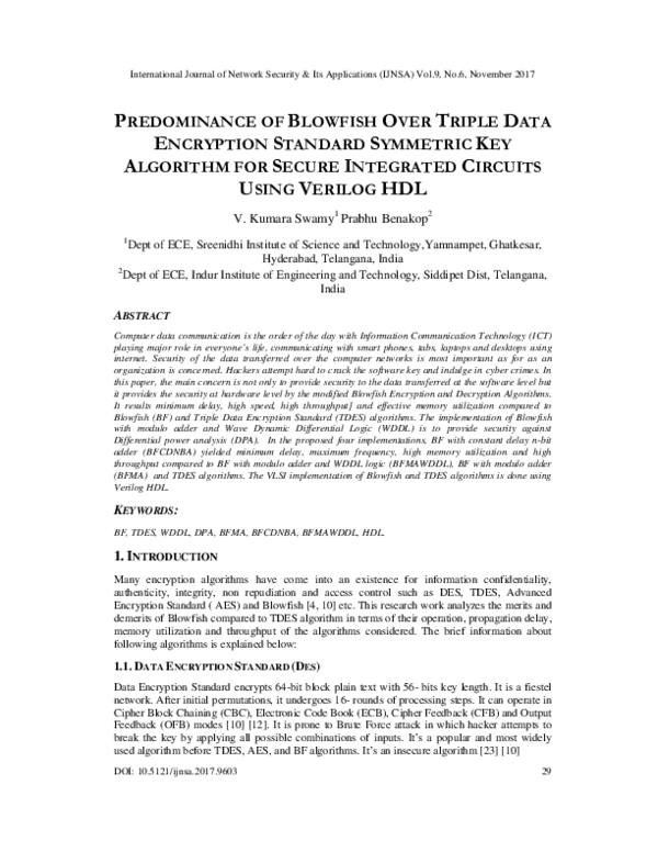(PDF) Predominance of Blowfish Over Triple Data Encryption Standard ...