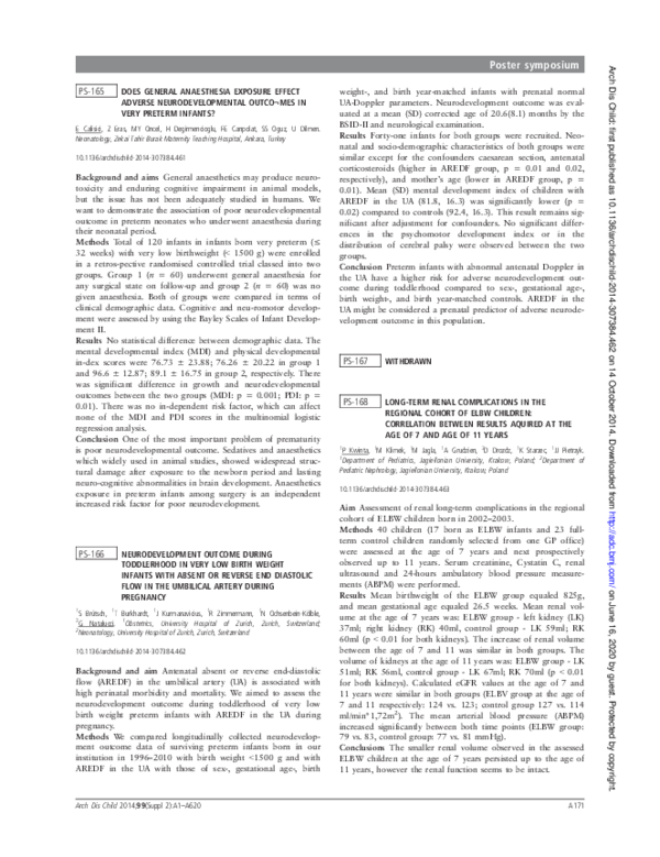 (PDF) PS-166 Neurodevelopment Outcome During Toddlerhood In Very Low ...