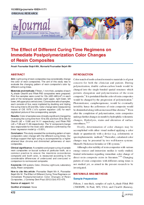 (PDF) The Effect of Different Curing Time Regimens on Immediate ...