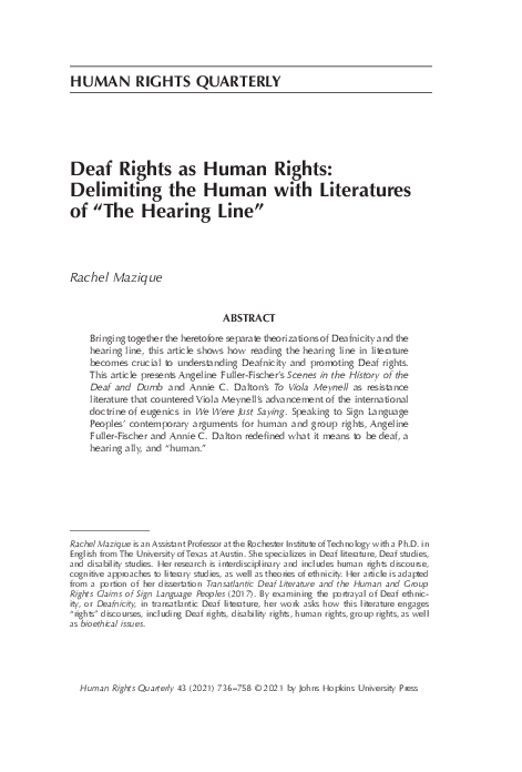 (PDF) Deaf Rights as Human Rights: Delimiting the Human with ...