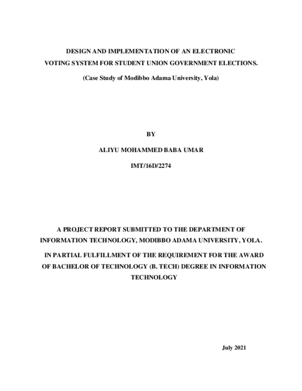 (PDF) DESIGN AND IMPLEMENTATION OF AN ELECTRONIC VOTING SYSTEM FOR ...