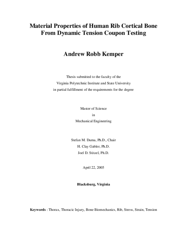 (PDF) Material Properties of Human Rib Cortical Bone from Dynamic ...