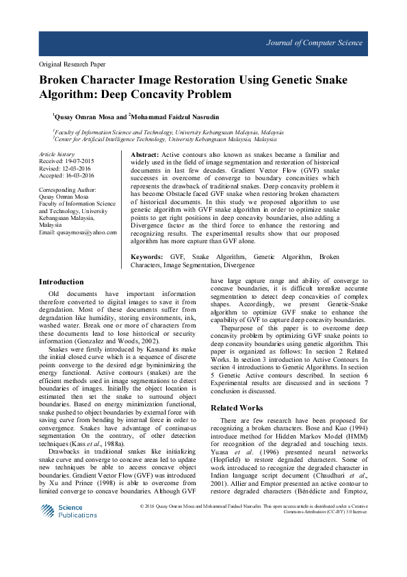 (PDF) Broken Character Image Restoration Using Genetic Snake Algorithm ...