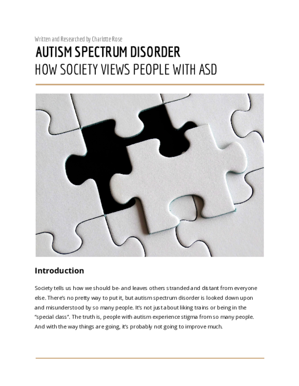 (PDF) Autism Spectrum Disorder: How Society Views People With ASD
