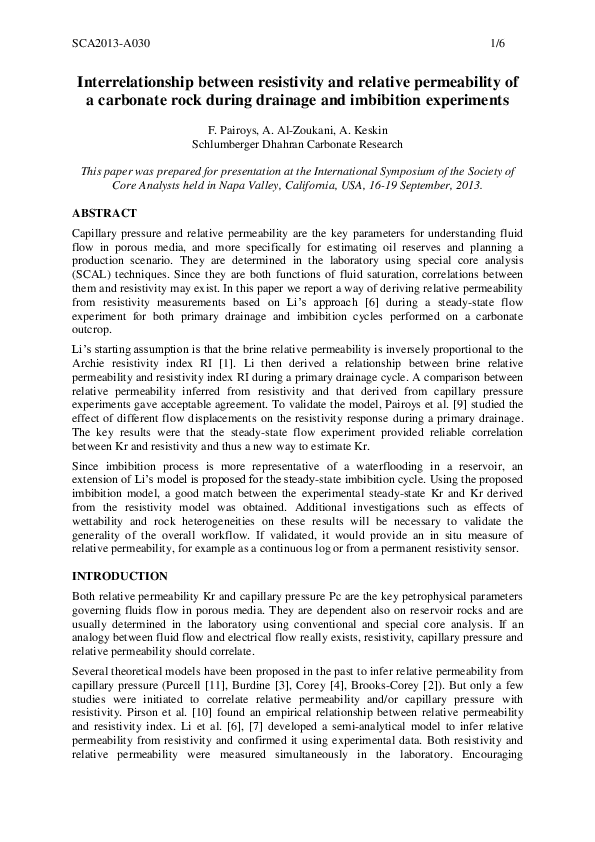 (PDF) Interrelationship between resistivity and relative permeability ...