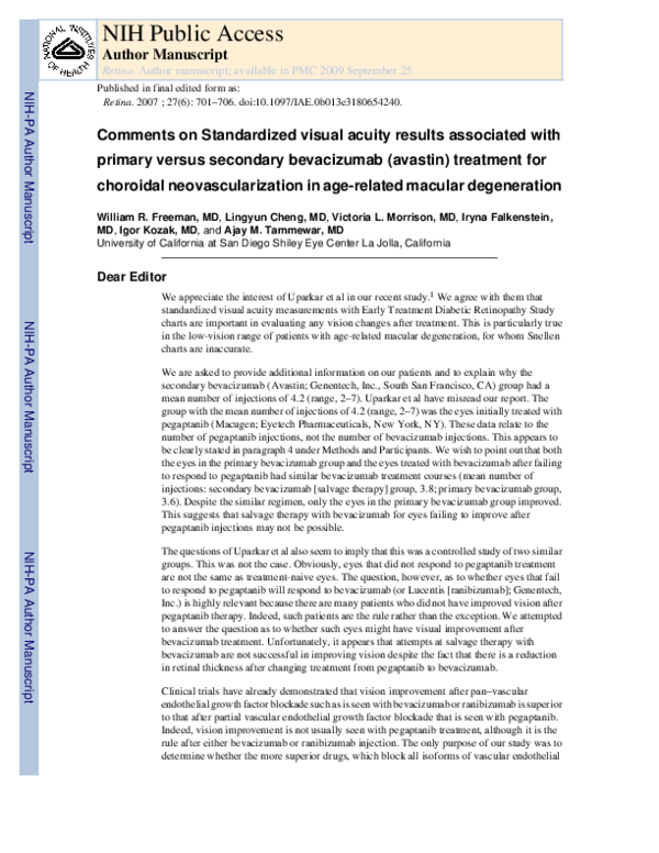 (PDF) Standardized Visual Acuity Results Associated with Primary Versus ...