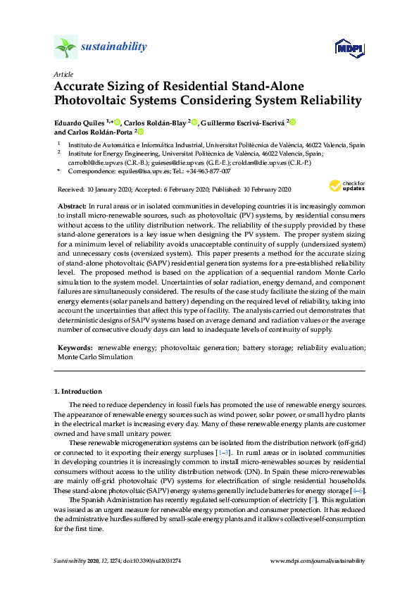 (PDF) Accurate Sizing of Residential Stand-Alone Photovoltaic Systems ...
