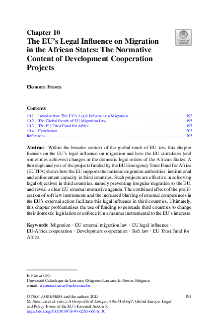 (PDF) The EU’s Legal Influence on Migration in the African States: The ...