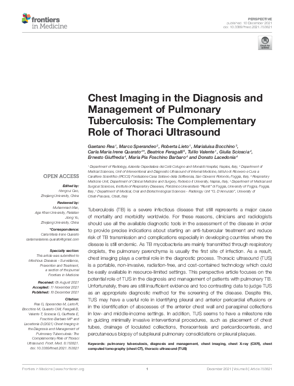 (PDF) Chest Imaging in the Diagnosis and Management of Pulmonary ...