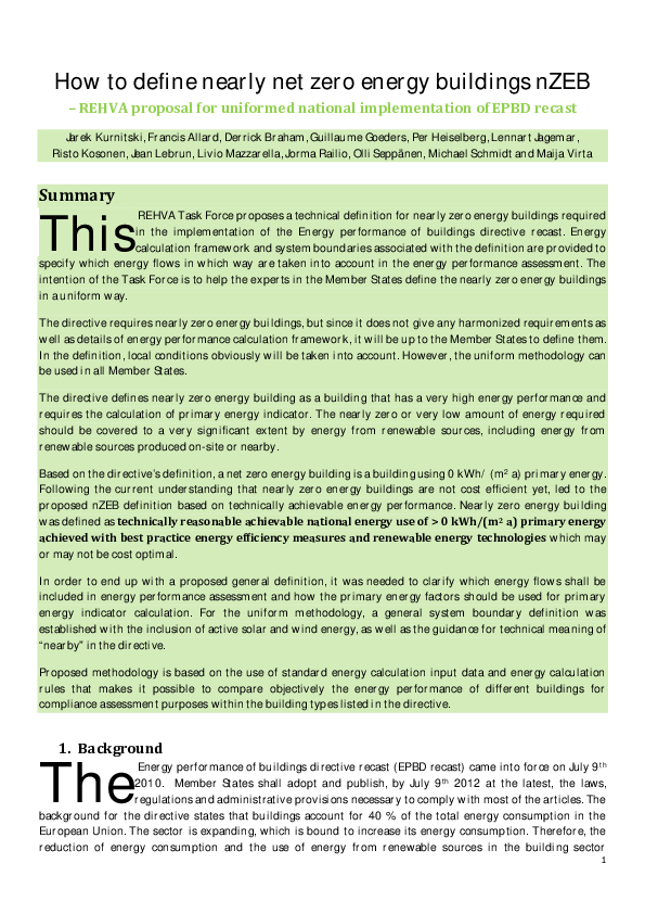 (PDF) How to define nearly net zero energy buildings nZEB