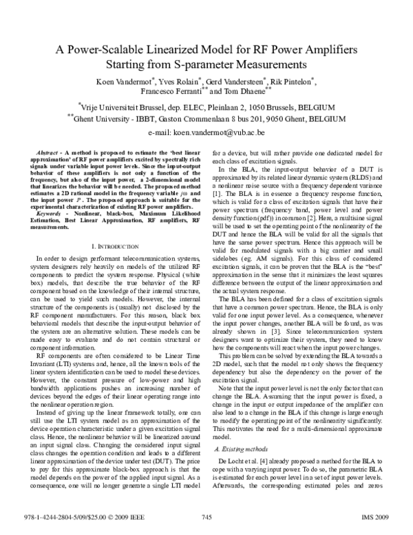 (PDF) A power-scalable linearized model for RF power amplifiers ...