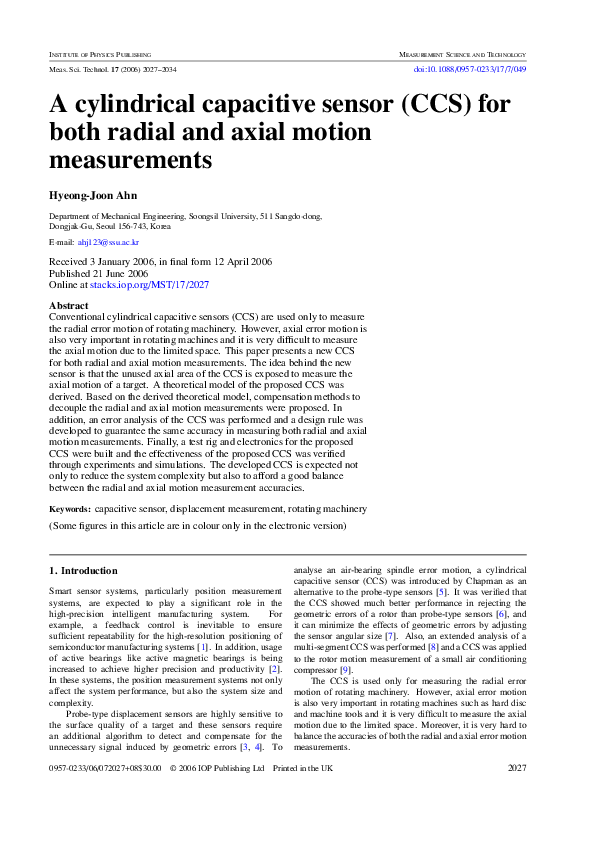 (PDF) A cylindrical capacitive sensor (CCS) for both radial and axial ...