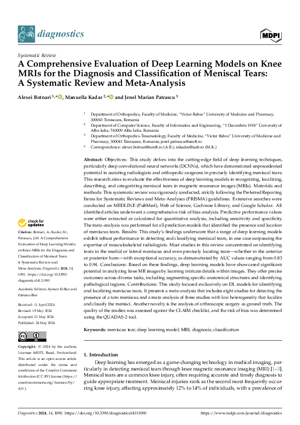 (PDF) A Comprehensive Evaluation of Deep Learning Models on Knee MRIs ...