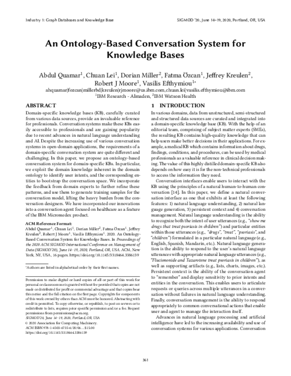 (PDF) An Ontology-Based Conversation System for Knowledge Bases