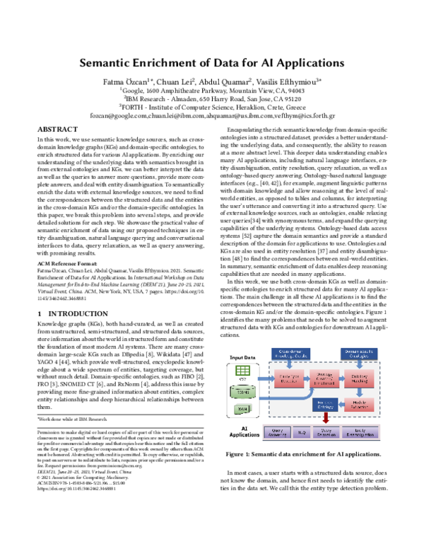 (PDF) Semantic enrichment of data for AI applications