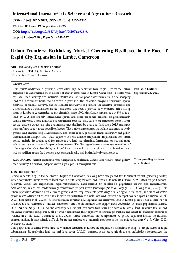 (PDF) Urban Frontiers: Rethinking Market Gardening Resilience in the ...