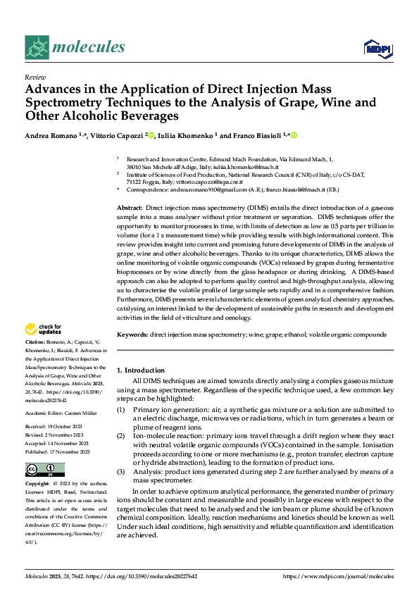 (PDF) Advances in the Application of Direct Injection Mass Spectrometry ...