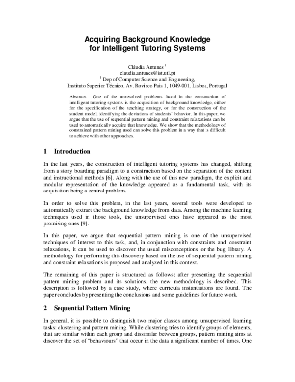 (PDF) Acquiring background knowledge for intelligent tutoring systems