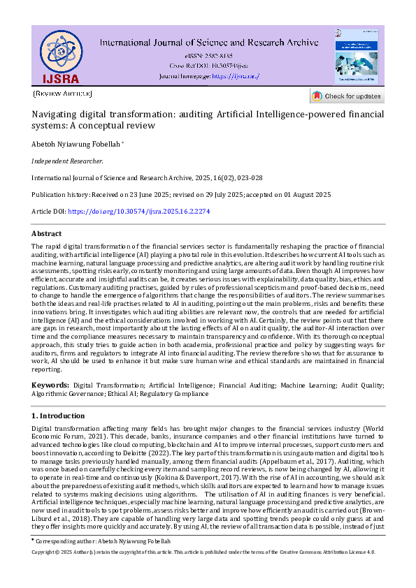 Image showcasing (PDF) Navigating digital transformation: auditing Artificial ...