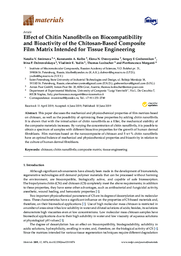 (PDF) Effect of Chitin Nanofibrils on Biocompatibility and Bioactivity ...