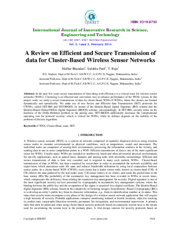 (PDF) A Review on Efficient and Secure Transmission ofdata for Cluster ...