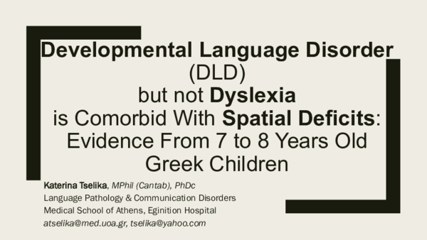 (PDF) Developmental Language Disorder (DLD) but not Dyslexia is ...