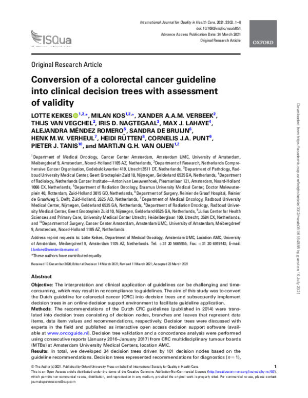 (PDF) Conversion of a colorectal cancer guideline into clinical ...