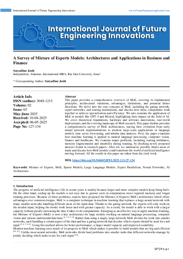 (PDF) A Survey of Mixture of Experts Models: Architectures and ...