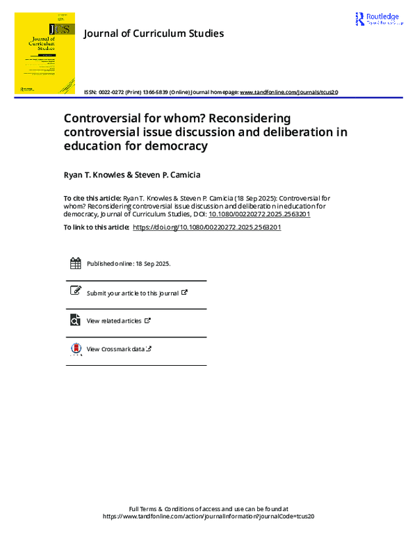 (PDF) Controversial for whom? Reconsidering controversial issue ...