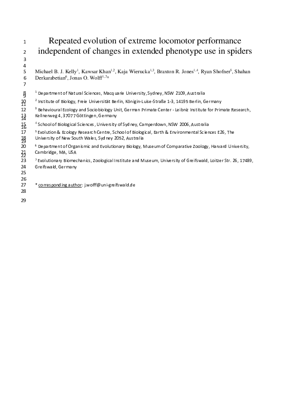 (PDF) Repeated evolution of extreme locomotor performance independent ...