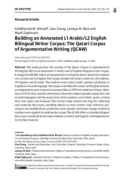(PDF) Building an Annotated L1 Arabic/L2 English Bilingual Writer ...