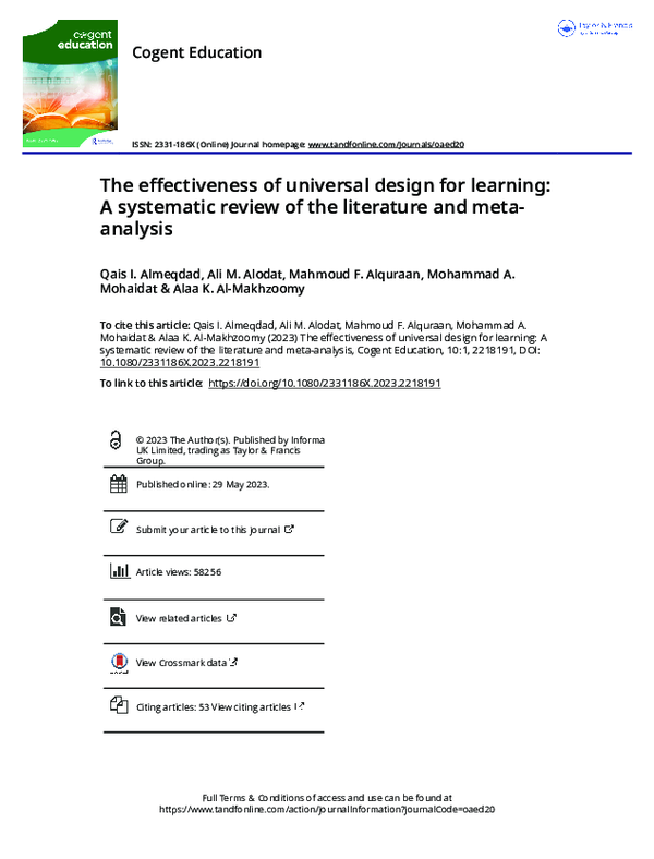 (PDF) The effectiveness of universal design for learning: A systematic ...