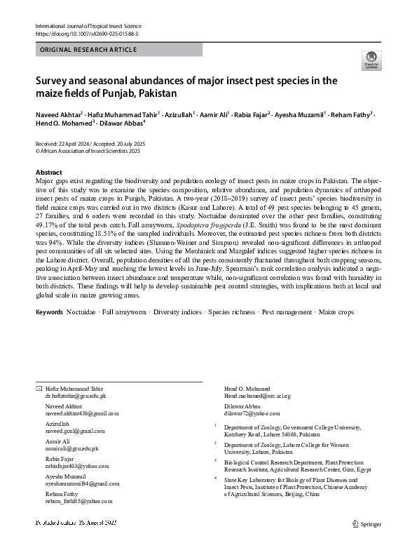 (PDF) Survey and seasonal abundances of major insect pest species in ...