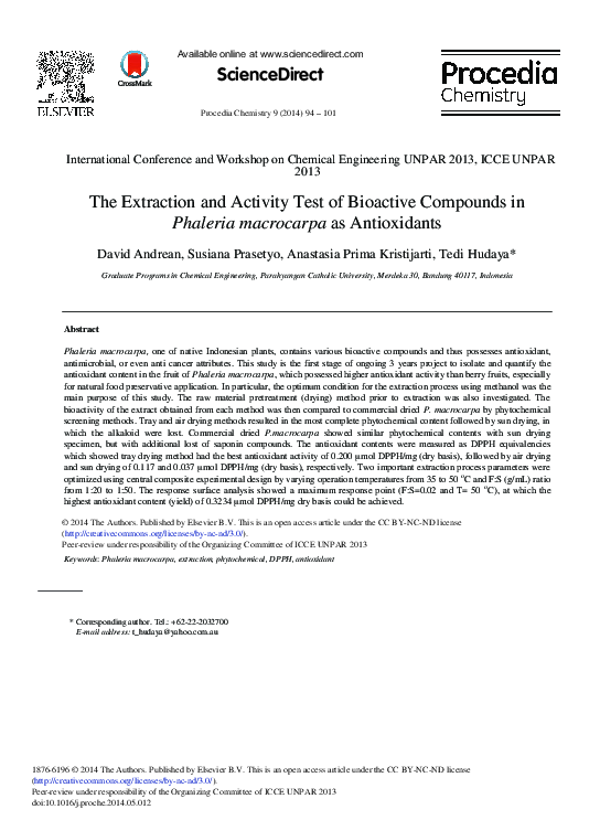 (PDF) The Extraction and Activity Test of Bioactive Compounds in ...