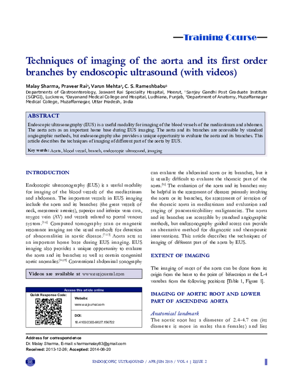 (PDF) Techniques of imaging of the aorta and its first order branches ...