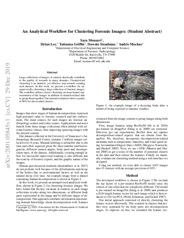 (PDF) An Analytical Workflow for Clustering Forensic Images