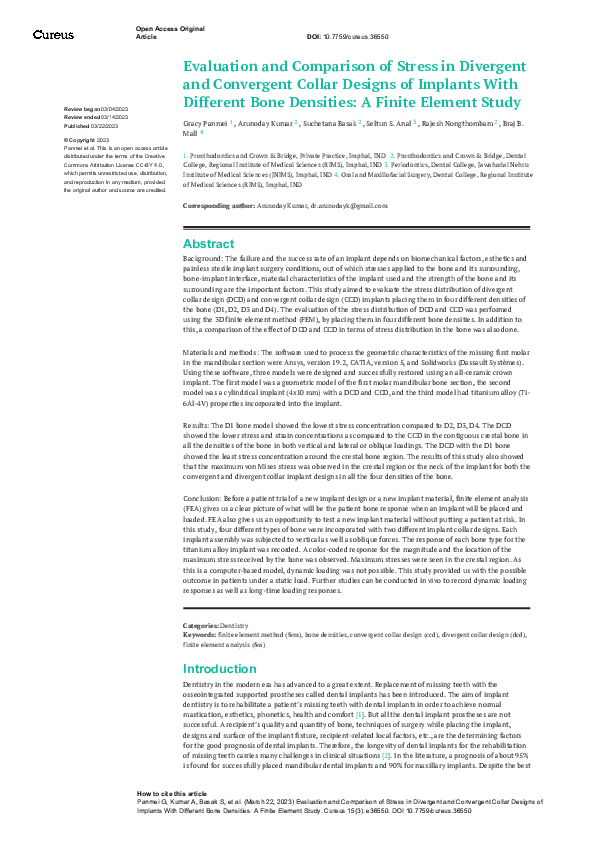 (PDF) Evaluation and Comparison of Stress in Divergent and Convergent ...