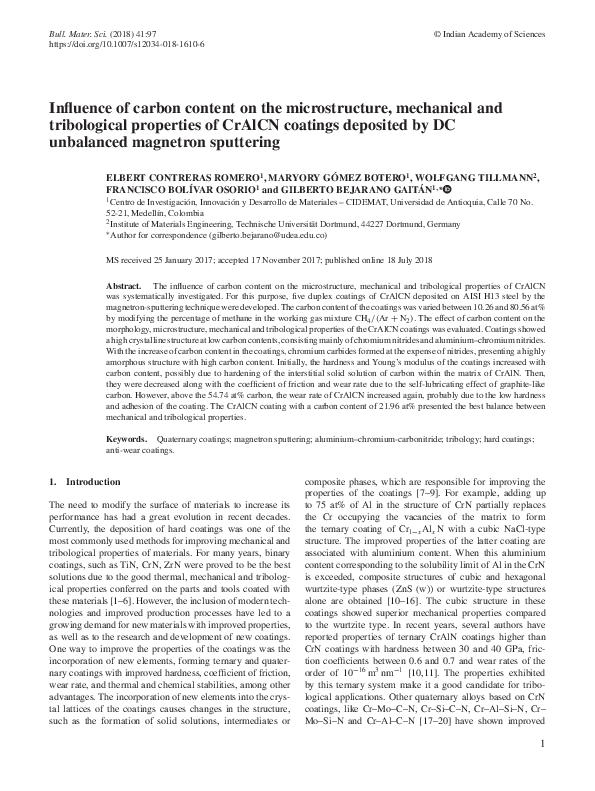 (PDF) Influence of carbon content on the microstructure, mechanical and ...