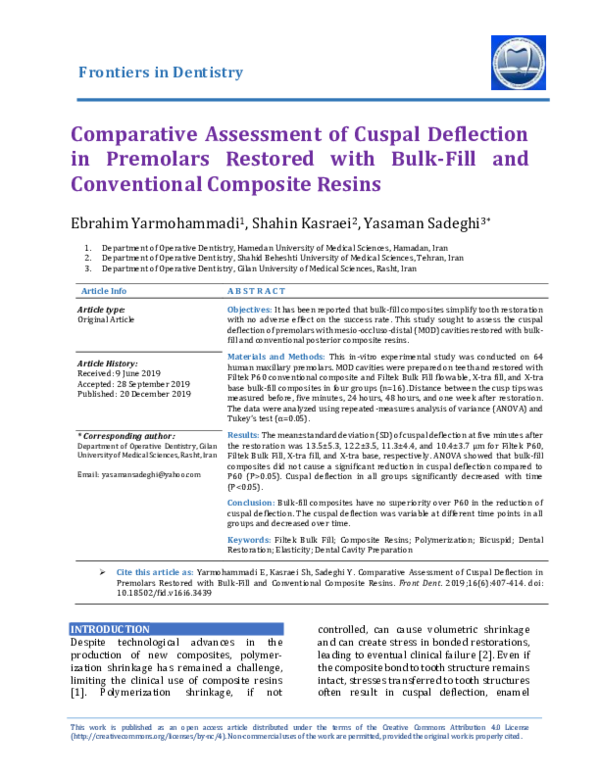 (PDF) Comparative Assessment of Cuspal Deflection in Premolars Restored ...