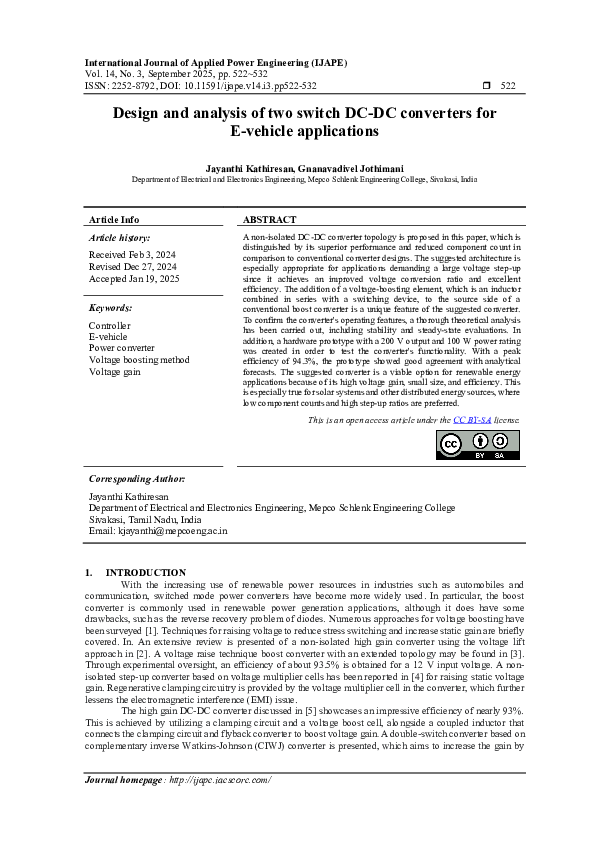 (PDF) Design and analysis of two switch DC-DC converters for E-vehicle ...