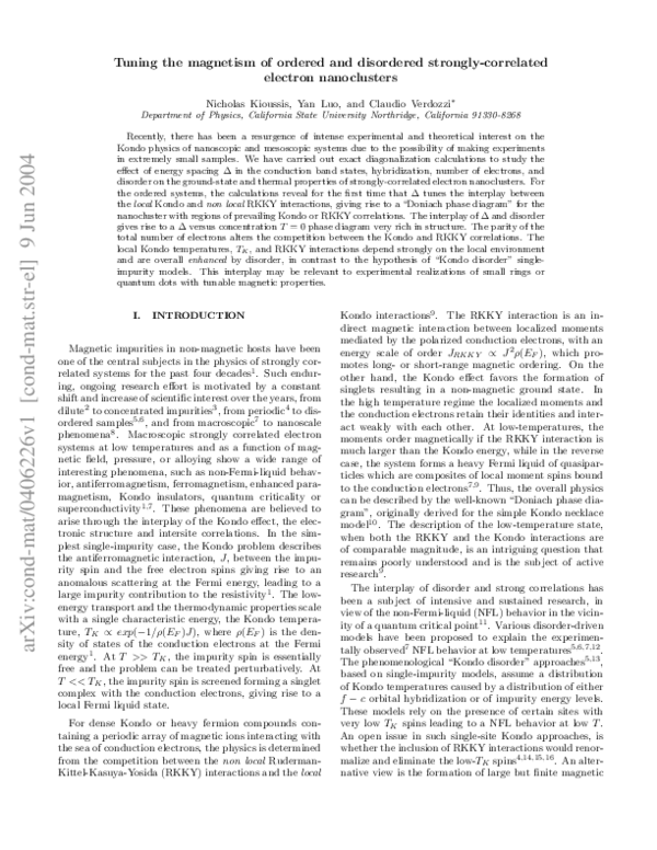 (PDF) Tuning the Magnetism of Ordered and Disordered Strongly ...