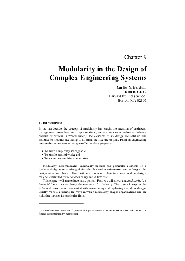 (PDF) Modularity in the Design of Complex Engineering Systems