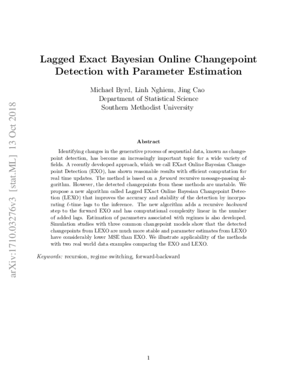 (PDF) Lagged Exact Bayesian Online Changepoint Detection with Parameter ...