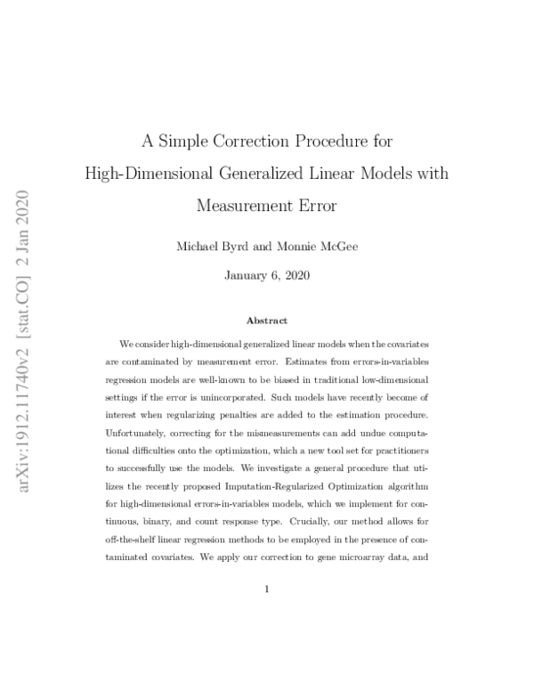 (PDF) A Simple Correction Procedure for High-Dimensional Generalized ...