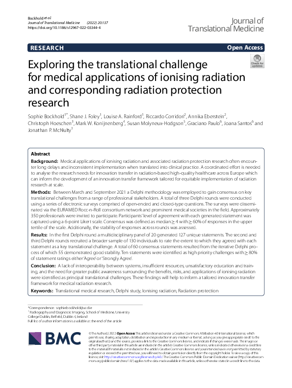 (PDF) Exploring the translational challenge for medical applications of ...
