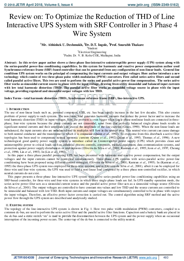 (PDF) Review on: To Optimize the Reduction of THD of Line Interactive ...