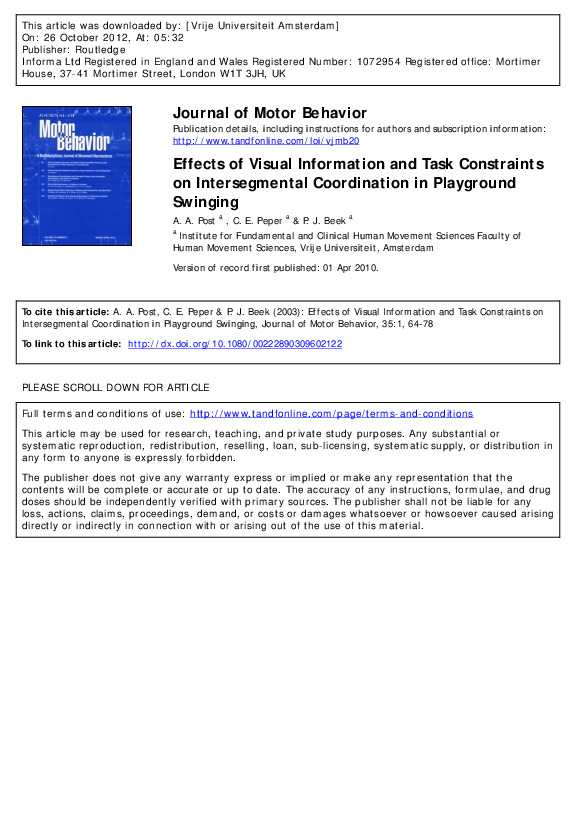 (PDF) Effects of Visual Information and Task Constraints on ...