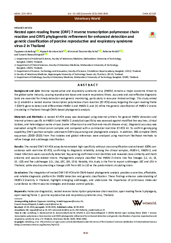 (PDF) Nested open reading frame (ORF) 7 reverse transcription ...