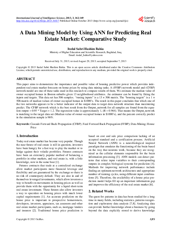(PDF) A Data Mining Model by Using ANN for Predicting Real Estate ...